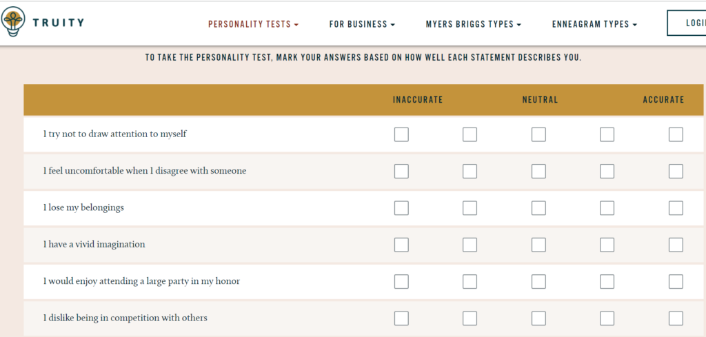 TRUITY "The TypeFinder Personality Test"